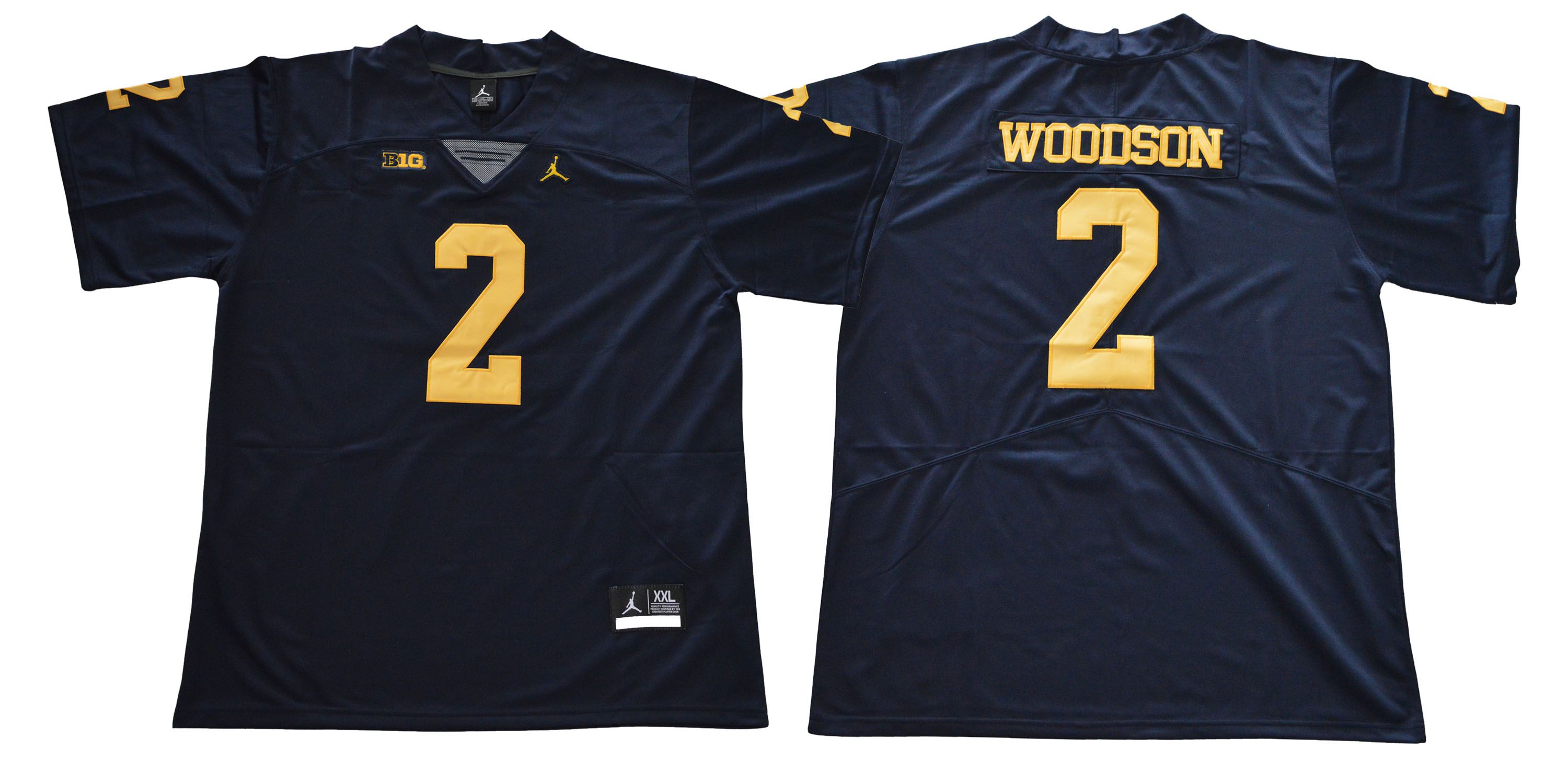 Men Michigan Wolverines #2 Woodson Blue NCAA Jerseys
